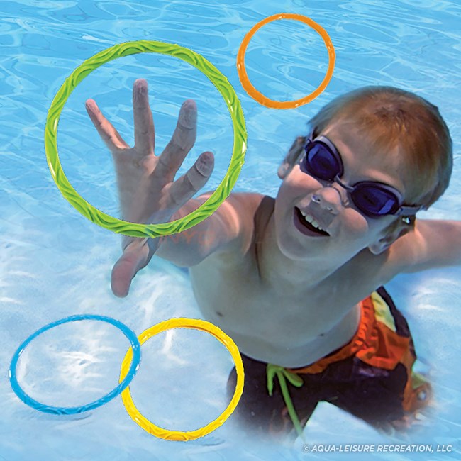 Aqua Leisure Aqua Classic Dive Rings, 6 Pack, Pool Toys for Kids, Toddlers, Teens, Pool Game, EZ Grab Large Diameter Swim Diving Rings, Red (AQT4953)