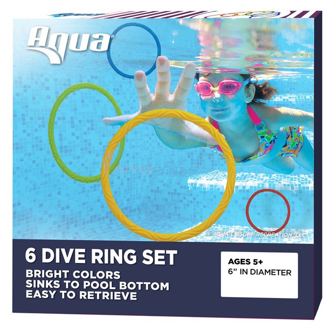Aqua Leisure Aqua Classic Dive Rings, 6 Pack, Pool Toys for Kids, Toddlers, Teens, Pool Game, EZ Grab Large Diameter Swim Diving Rings, Red (AQT4953)
