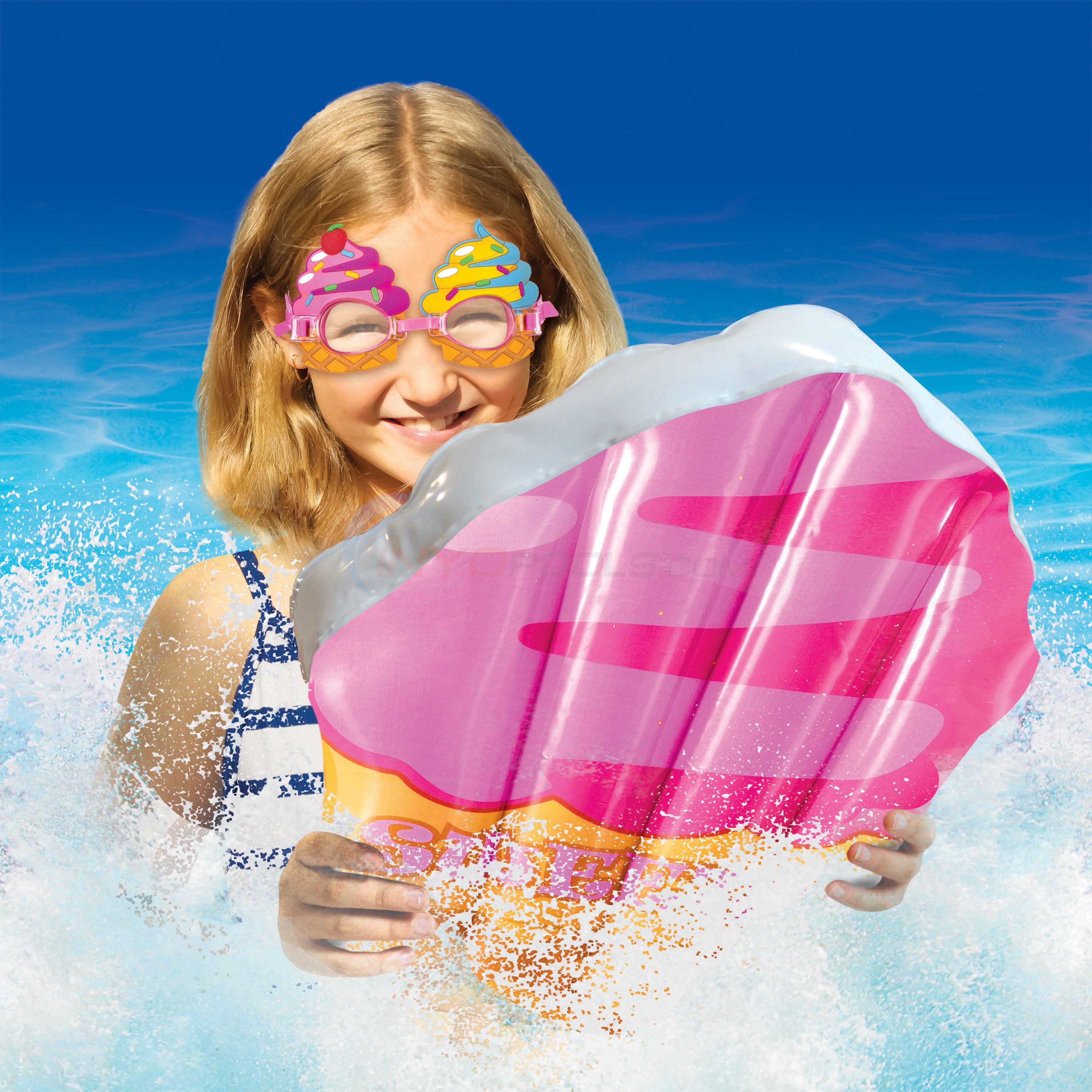 Aqua Cool Treats Swim Set Float for Pools, Inflatable Ice Cream