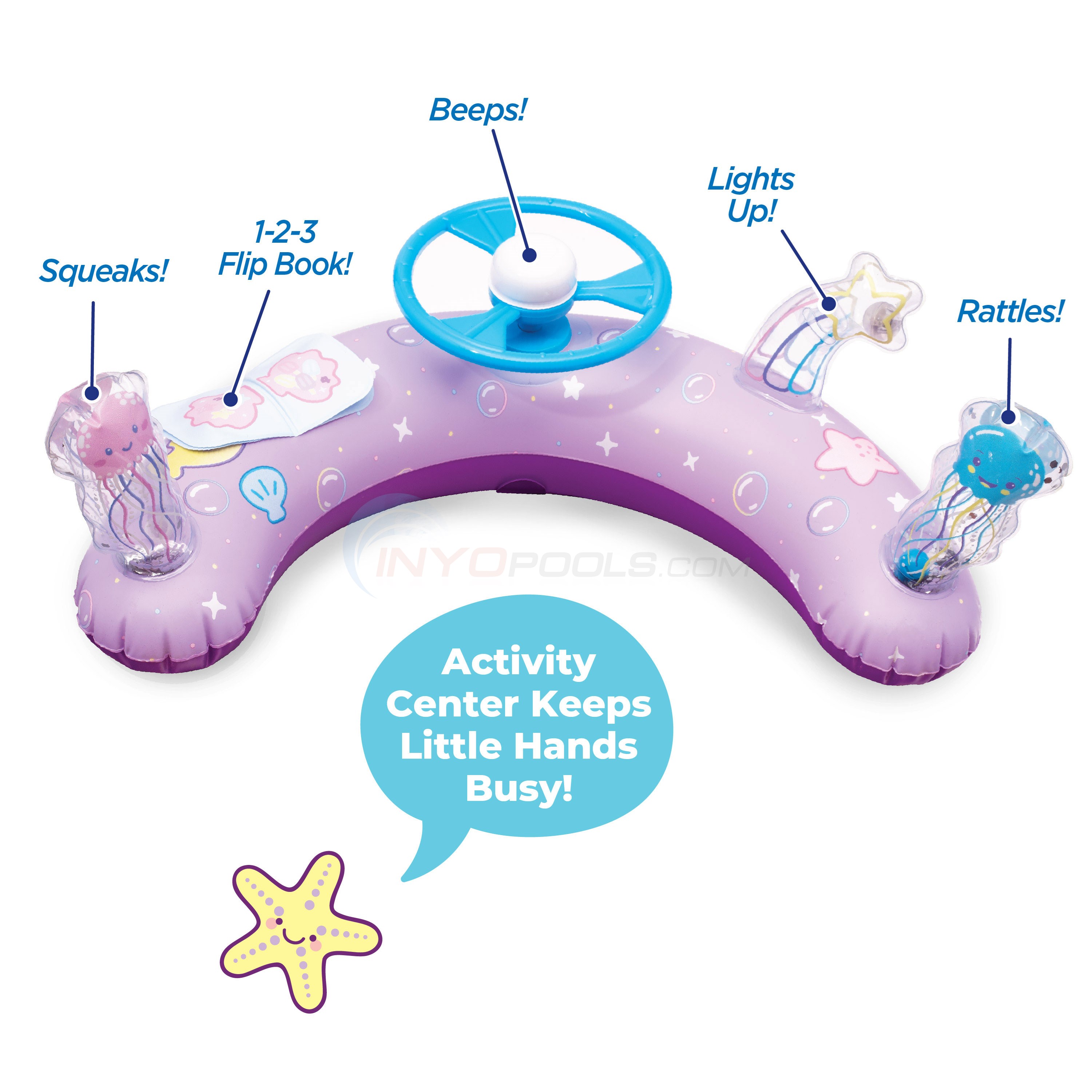 SwimSchool Infant Baby Pool Float with Play Activity Toys Pink