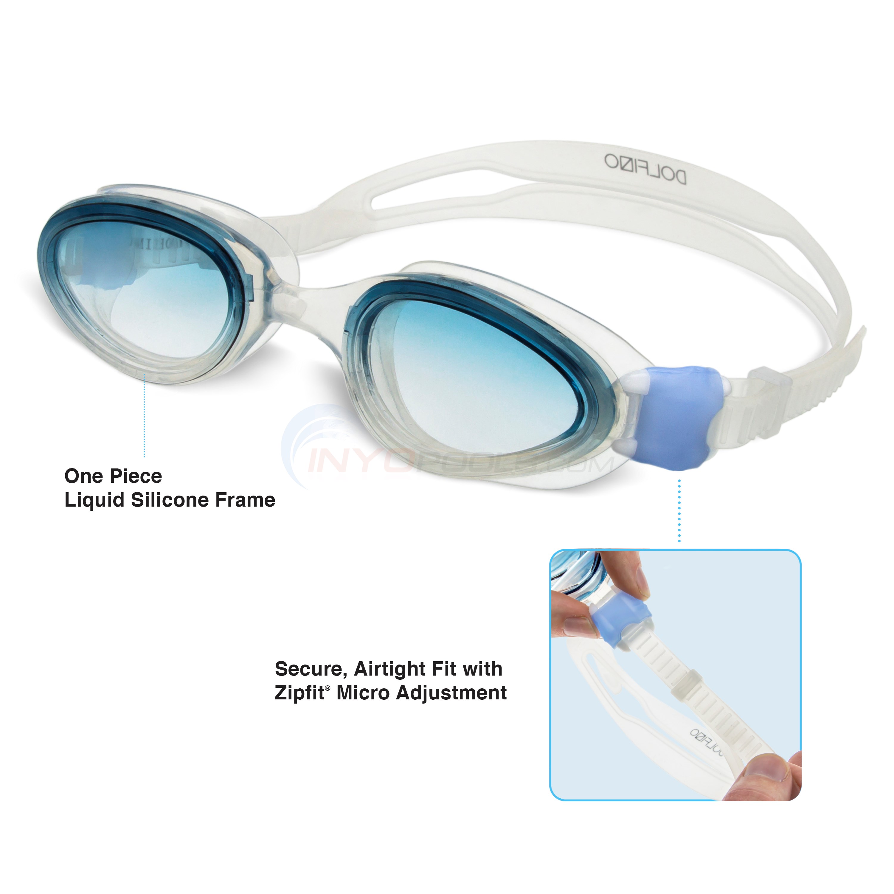 Dolfino Pro Stratus Silicone Swim Goggles Clear/Blue