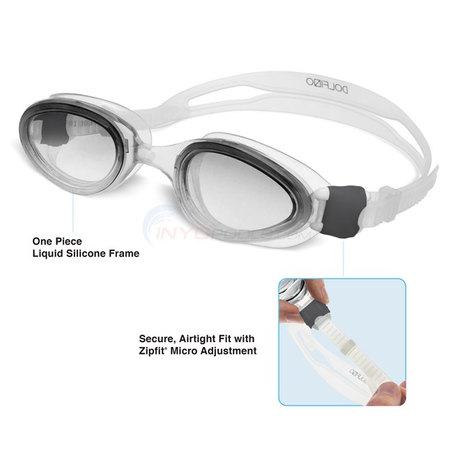 Aqua Leisure Dolfino Pro Stratus Silicone Swim Goggles - Clear/Smoke - AZG14862GY