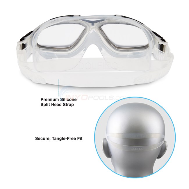 Aqua Leisure Dolfino Pro Liquid Silicone Visionist Swim Goggle - Clear/White/Black - AZG14864WH