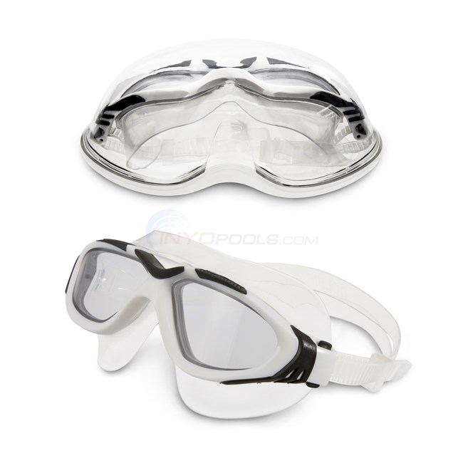 Aqua Leisure Dolfino Pro Liquid Silicone Visionist Swim Goggle - Clear/White/Black - AZG14864WH