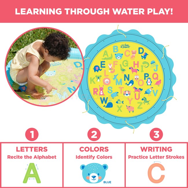 Aqua Leisure Learn & Play Sprinkler Splash Mat with Wiggle Tubes - AZI20369