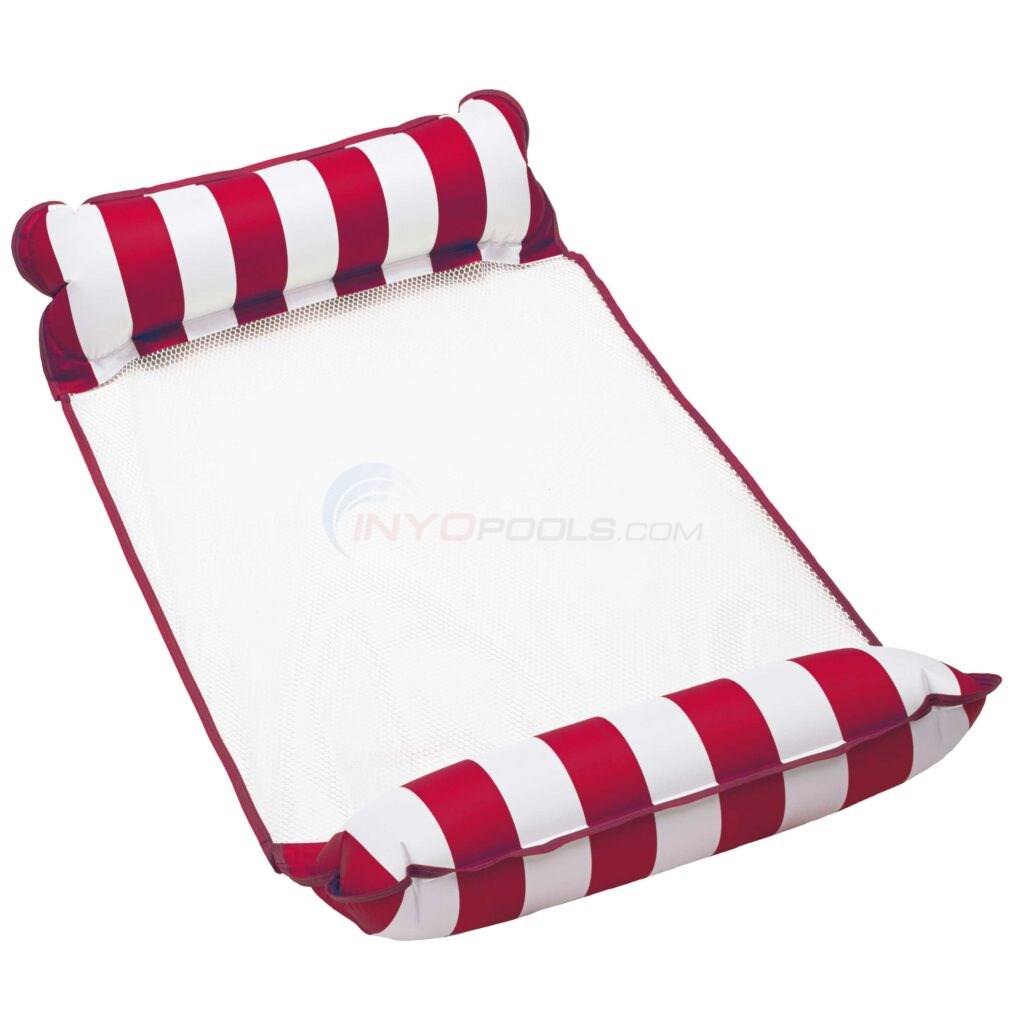 Aqua 4-in-1 Monterey Hammock Inflatable Pool Float, Burgundy/White Stripe (Single)