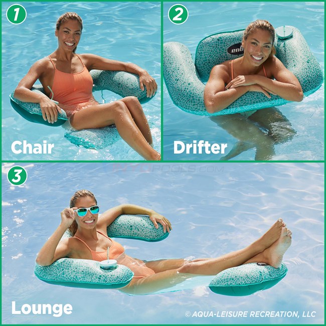 Aqua Leisure AQUA Mosaic 3-in-1 Pool Chair Lounge - Green Mosaic - AZL17010
