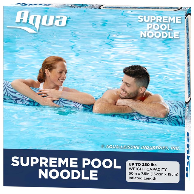 Aqua Leisure Aqua Deluxe Oversized 5 Foot Pool Noodle - Blue/White Fern - AZL20340