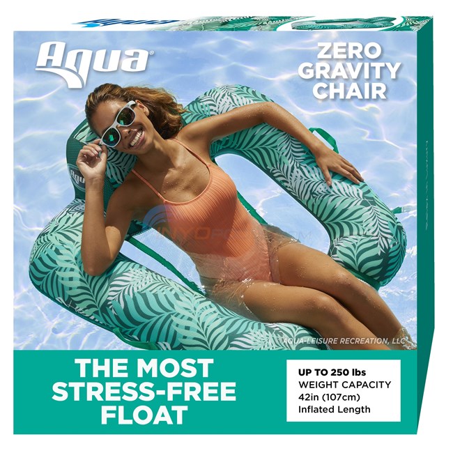 Aqua Leisure AQUA Zero Gravity Pool Chair Lounge - Teal Fern, Blue Teal - AZL17290TL