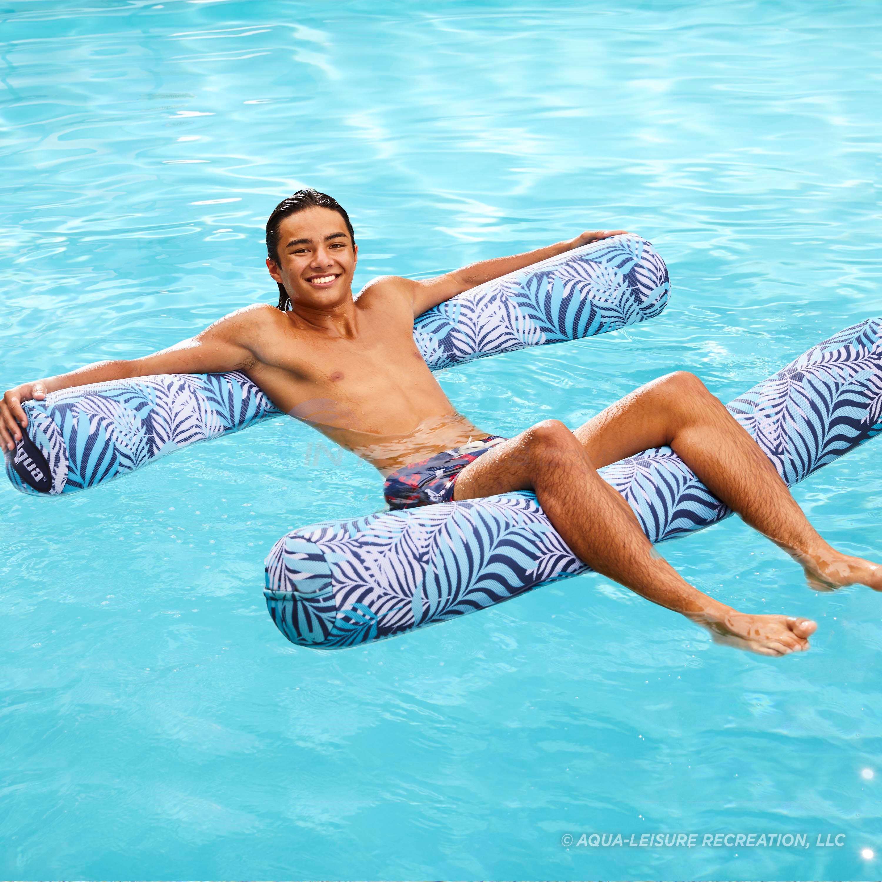 Aqua Oversized 5 Foot Pool Noodle - Blue/White Fern, Two-Pack