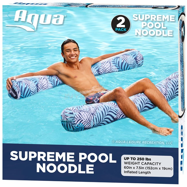 Aqua Leisure Aqua Oversized 5 Foot Pool Noodle - Blue/White Fern, Two-Pack - AZL20340P2