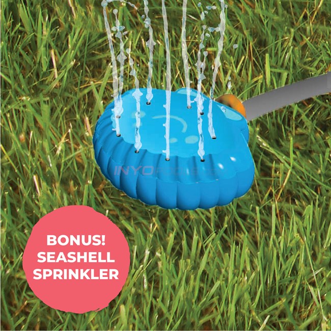 Aqua Leisure Splash N Play Sandcastle Kiddie Pool and Water Sprinkler, 360 Rotating Shade, 36-in Wide - AZP15227