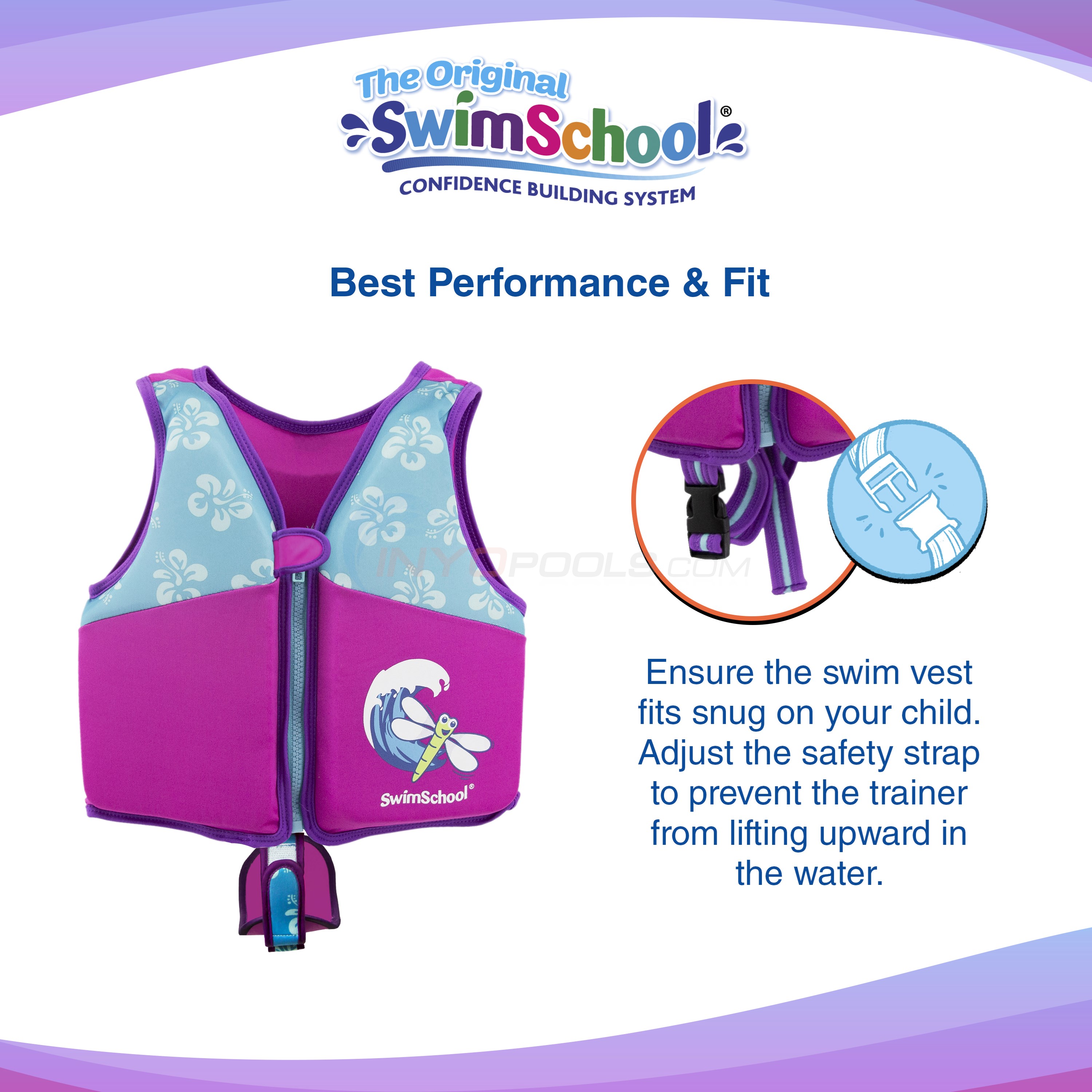 SwimSchool New & Improved Swim Trainer Vest Medium/Large Pink/Aqua