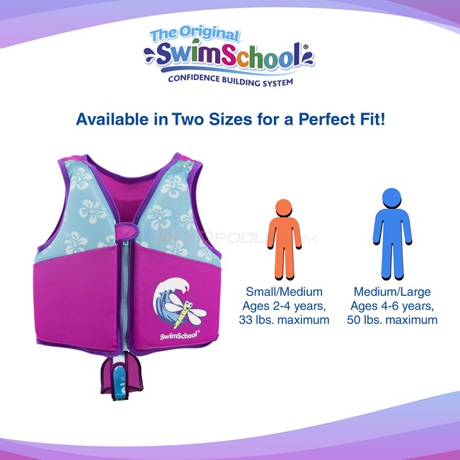 Aqua Leisure SwimSchool New & Improved Swim Trainer Vest - Small/Medium - Pink/Aqua - AZV18861SM