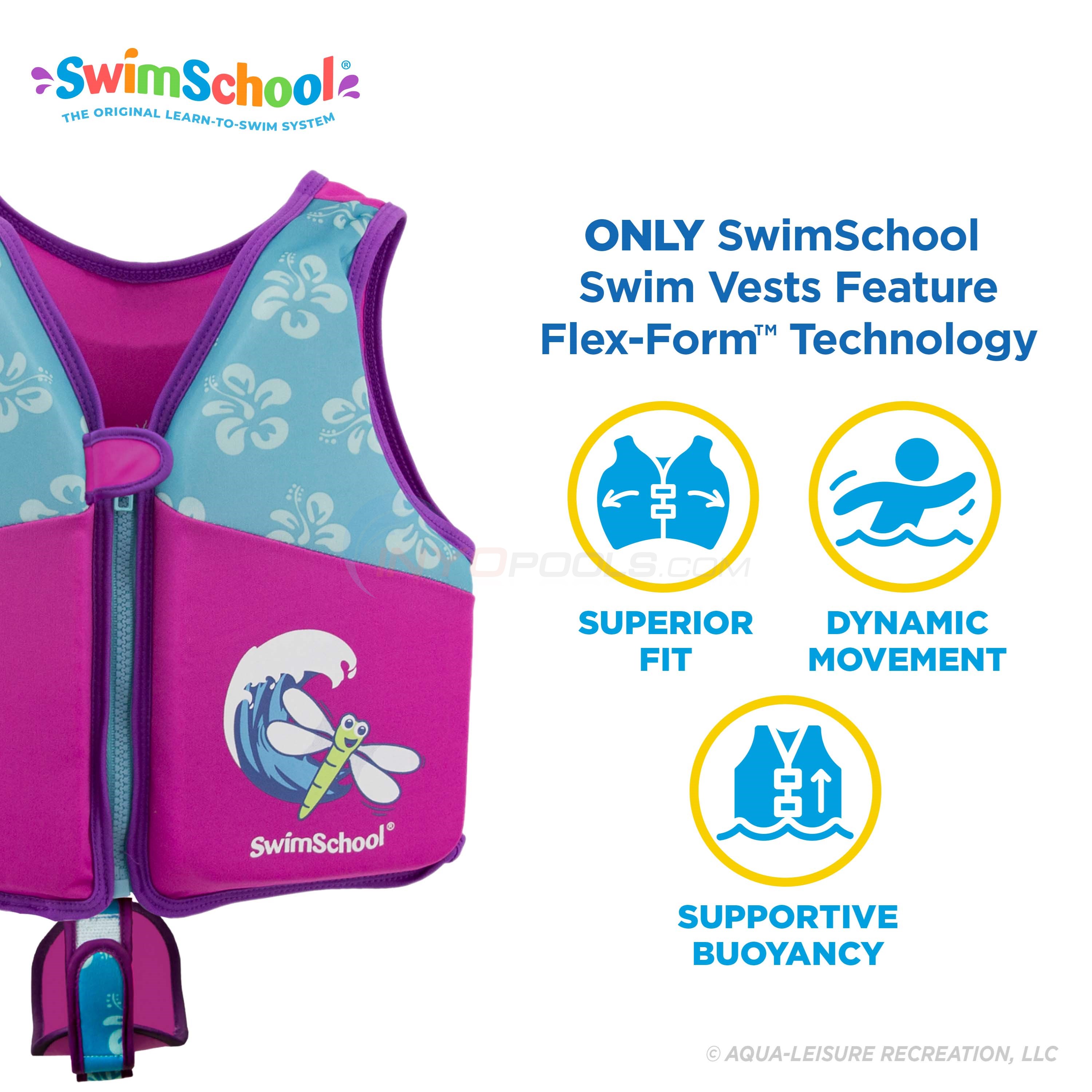 SwimSchool New & Improved Swim Trainer Vest Medium/Large Pink/Aqua