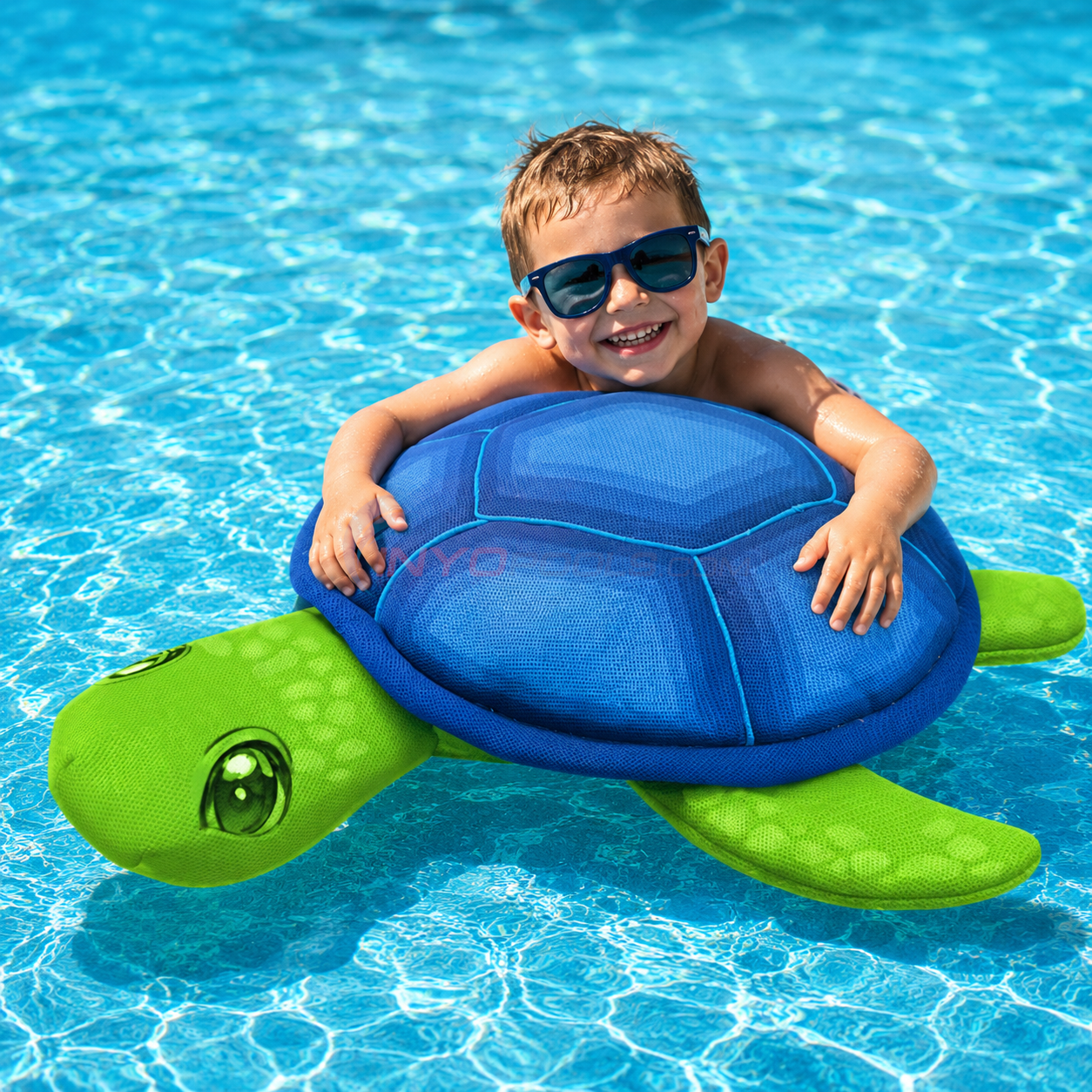 Teddy Turtle Large Pool Float Toy, Blue | By Pureline - INYOPools.com