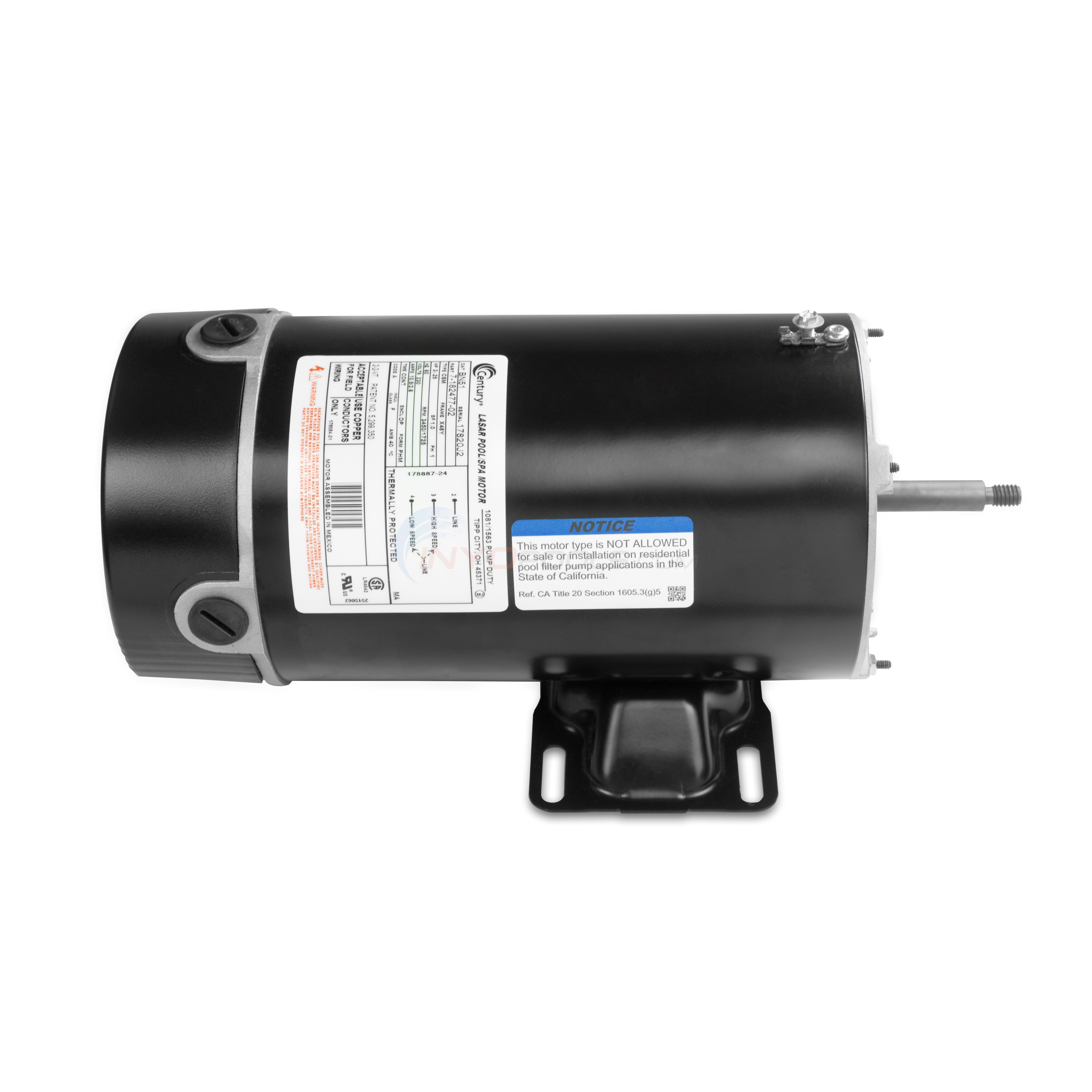 Magnetek Century 2.0 Horsepower 230V Dual Speed Thru-Bolt 48Y Frame - BN51