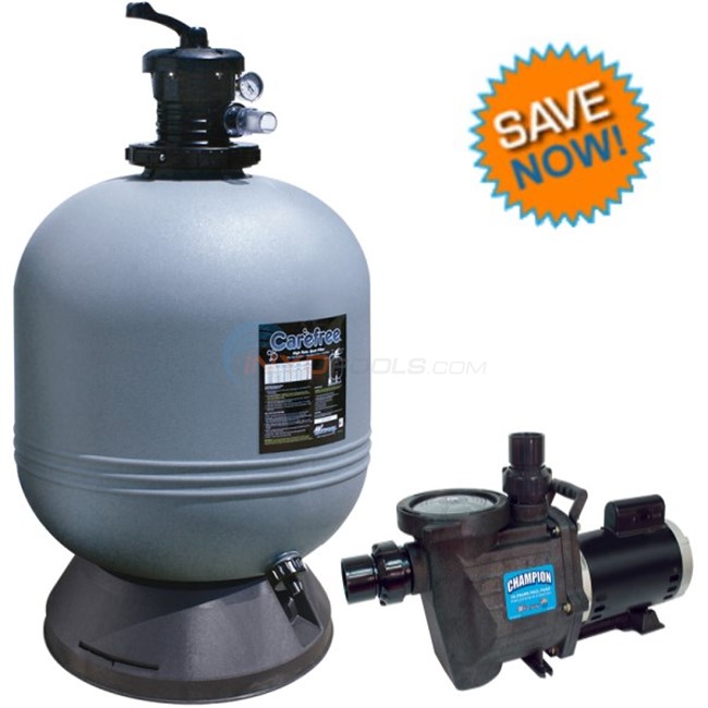 Waterway Combo Champion 1.0 HP Max Rate Pool Pump And Carefree 19" Sand Filter - Champ110FS01922