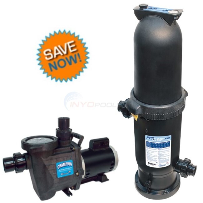 Waterway Combo Champion 1.0 HP Max Rate Pool Pump And ProClean Plus 125 sqft Single Cartridge Filter - Champ110PCCF125