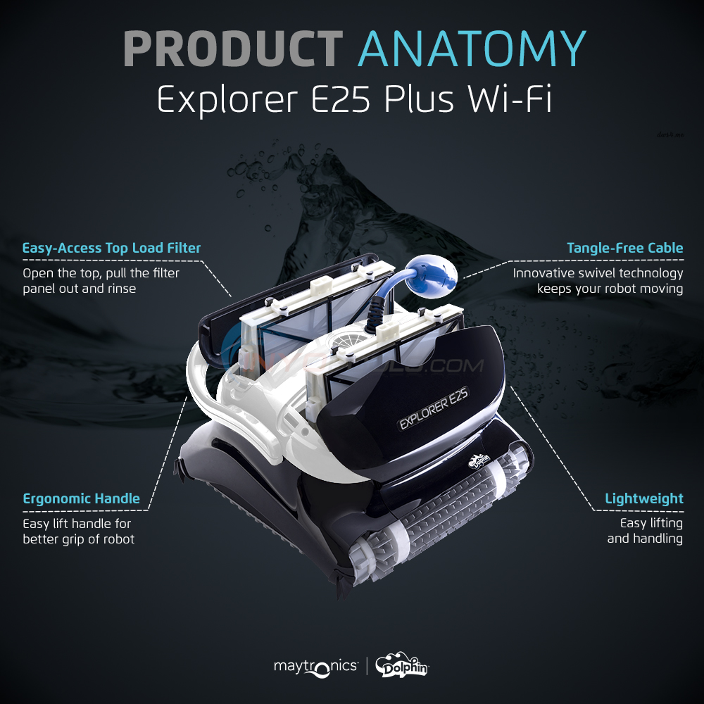Maytronics Dolphin Explorer E25 Wi-Fi Robotic Pool Vacuum Cleaner - 99996406-XPI