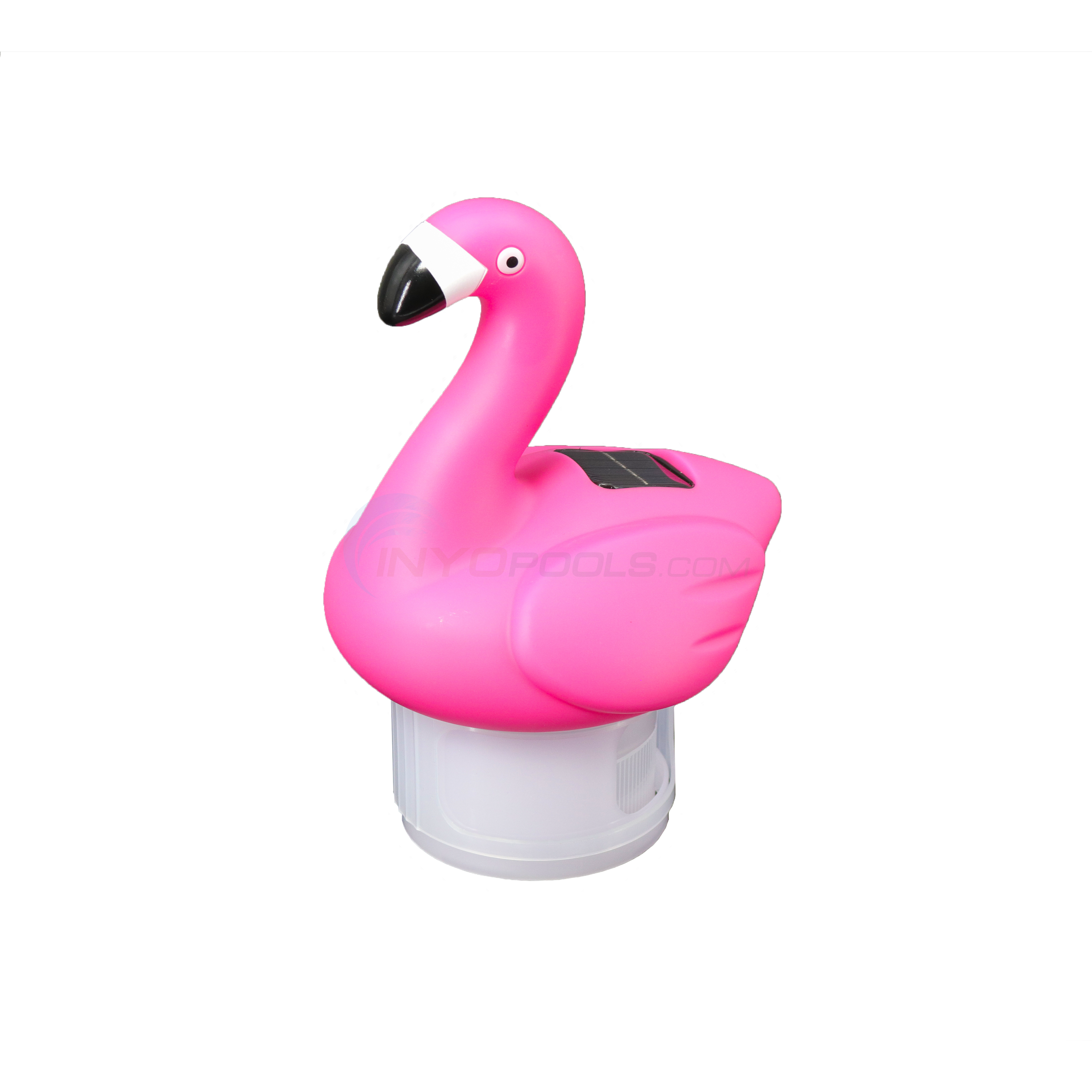 Pink Flamingo Solar Floating Chlorine Tablet Dispenser, Lights Up at Night | By Pureline - PL0088