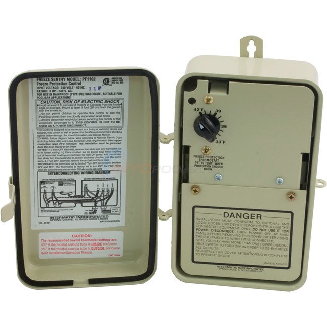Intermatic Freeze Protection Control, Metal Box, 240V, No Timer - PF1102