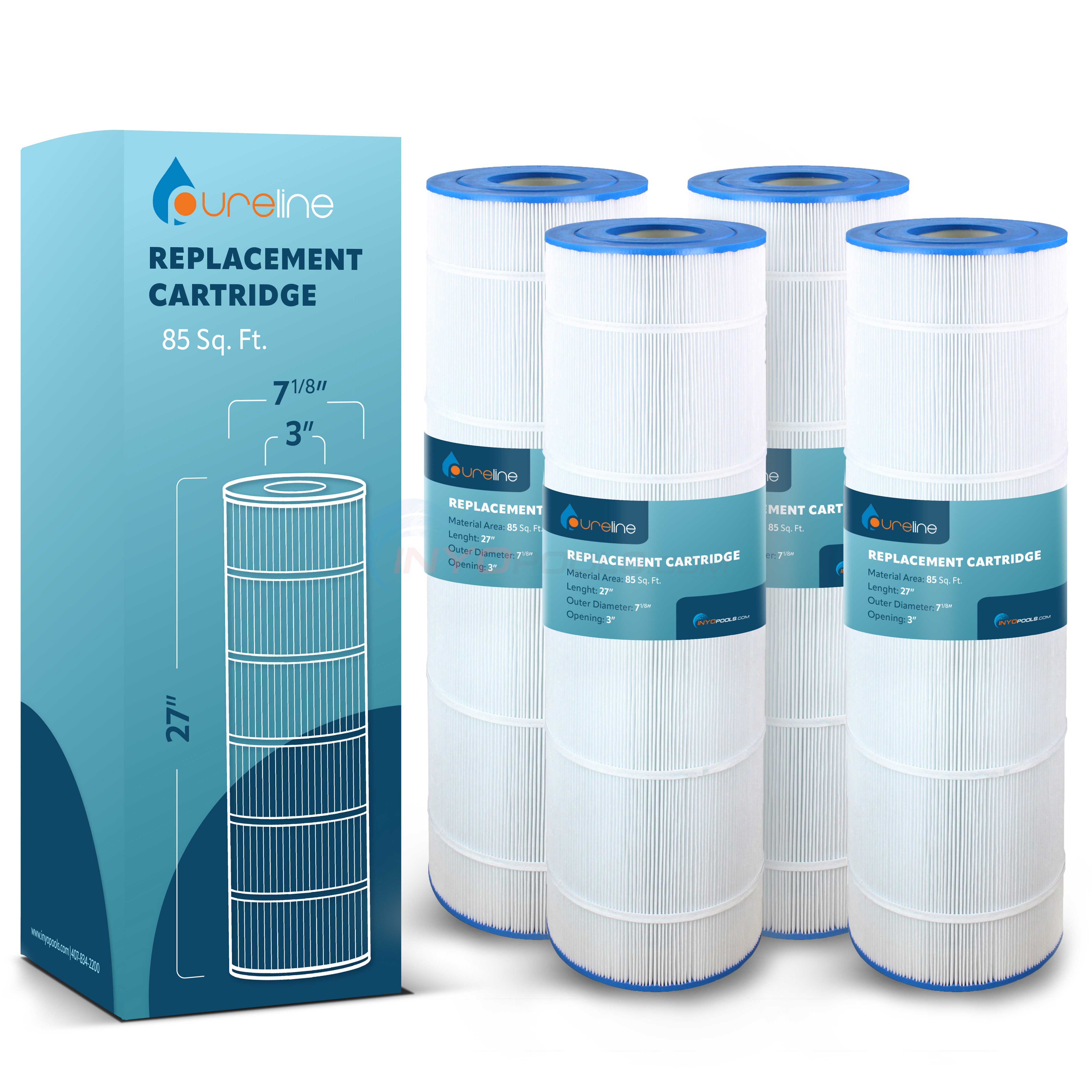 Pureline 85 Sq. Ft. Replacement Cartridge Compatible with Jandy® CL/CV 340, 4-Pack - PL0100-4