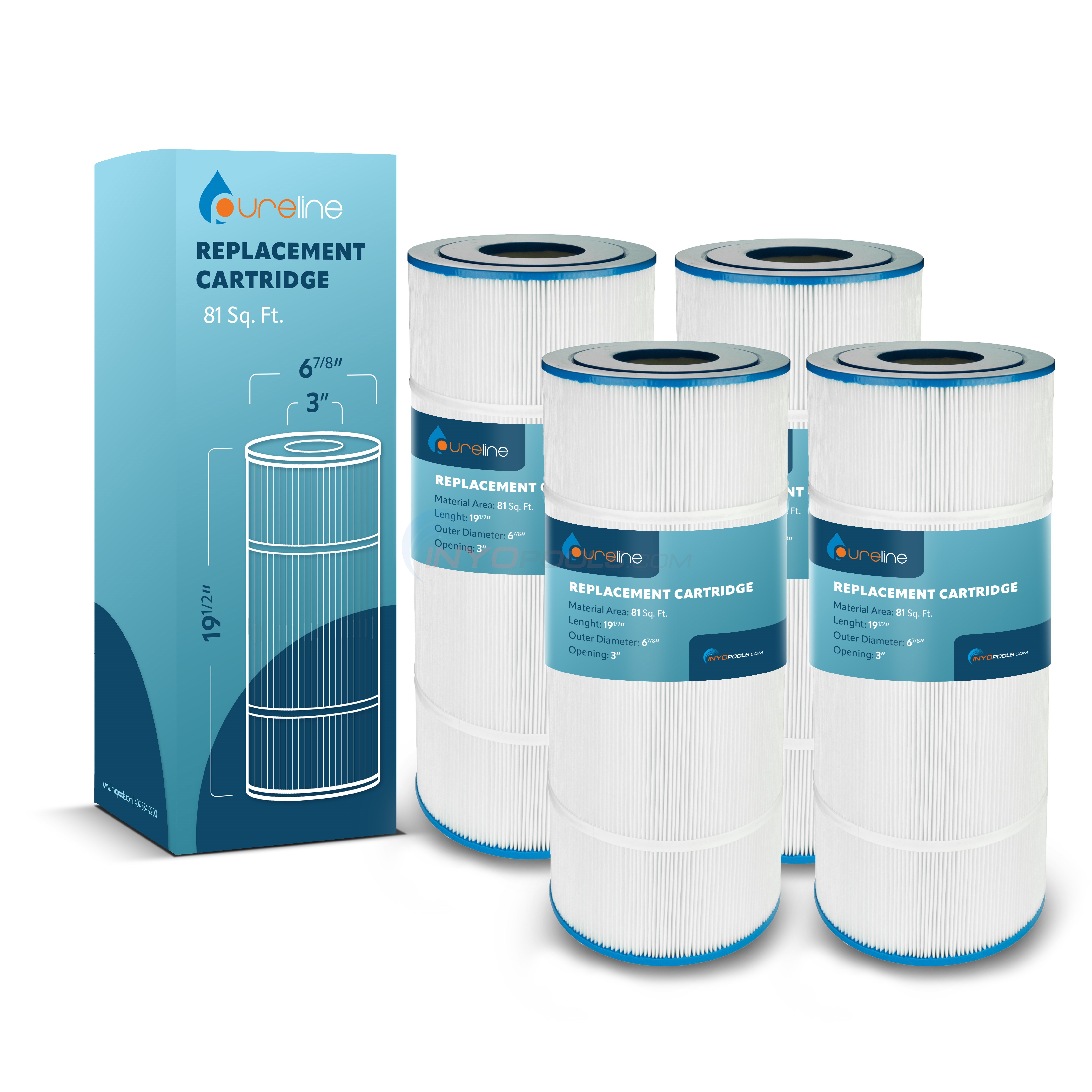 Pureline 81 Sq. Ft. Replacement Cartridge Compatible with Hayward® CX580RE (4-Pack)