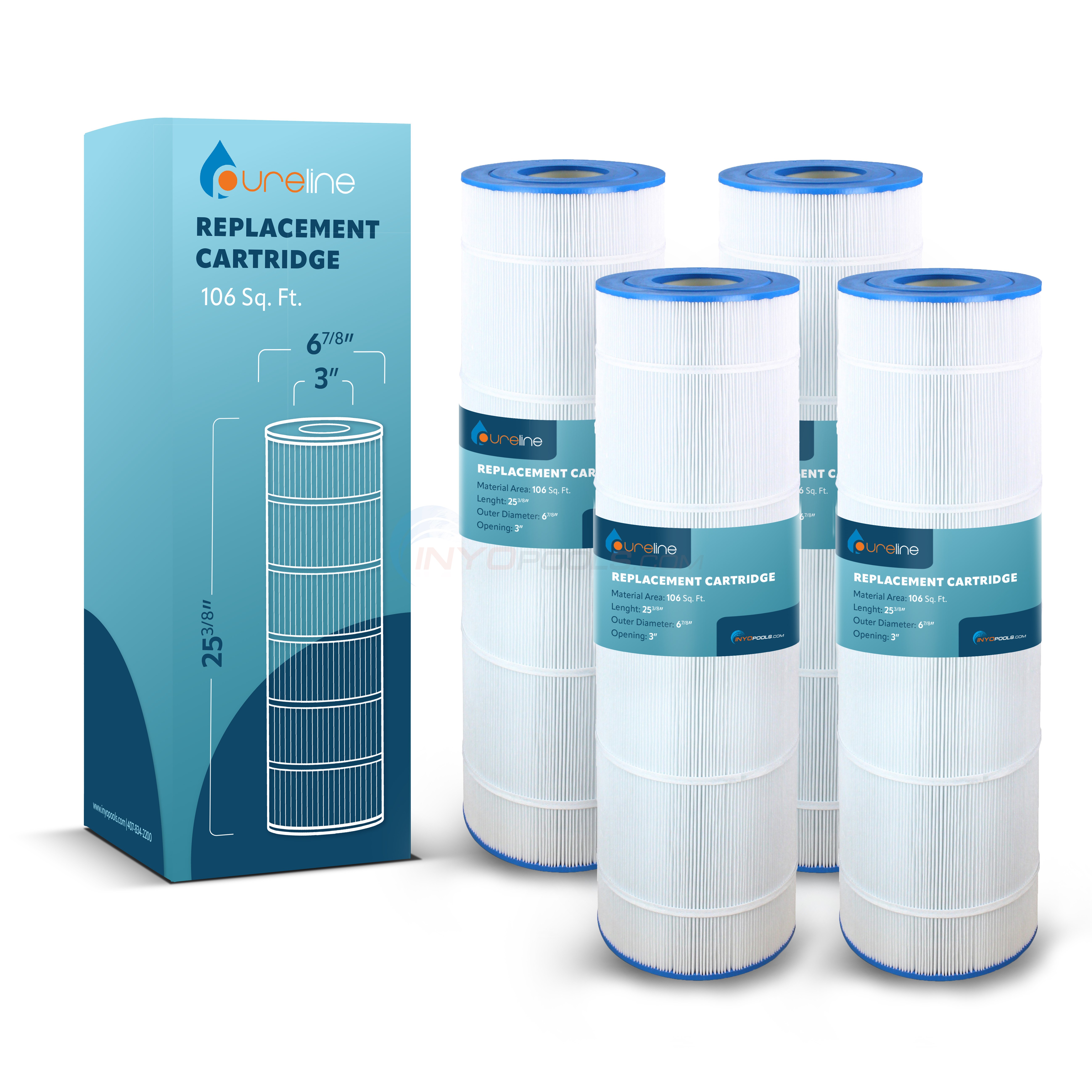 Pureline 106 Sq. Ft. Replacement Cartridge Compatible with Hayward® C4030, C4025 & C4020 - CX880RE Pool Filter | 4 Pack | PL0105