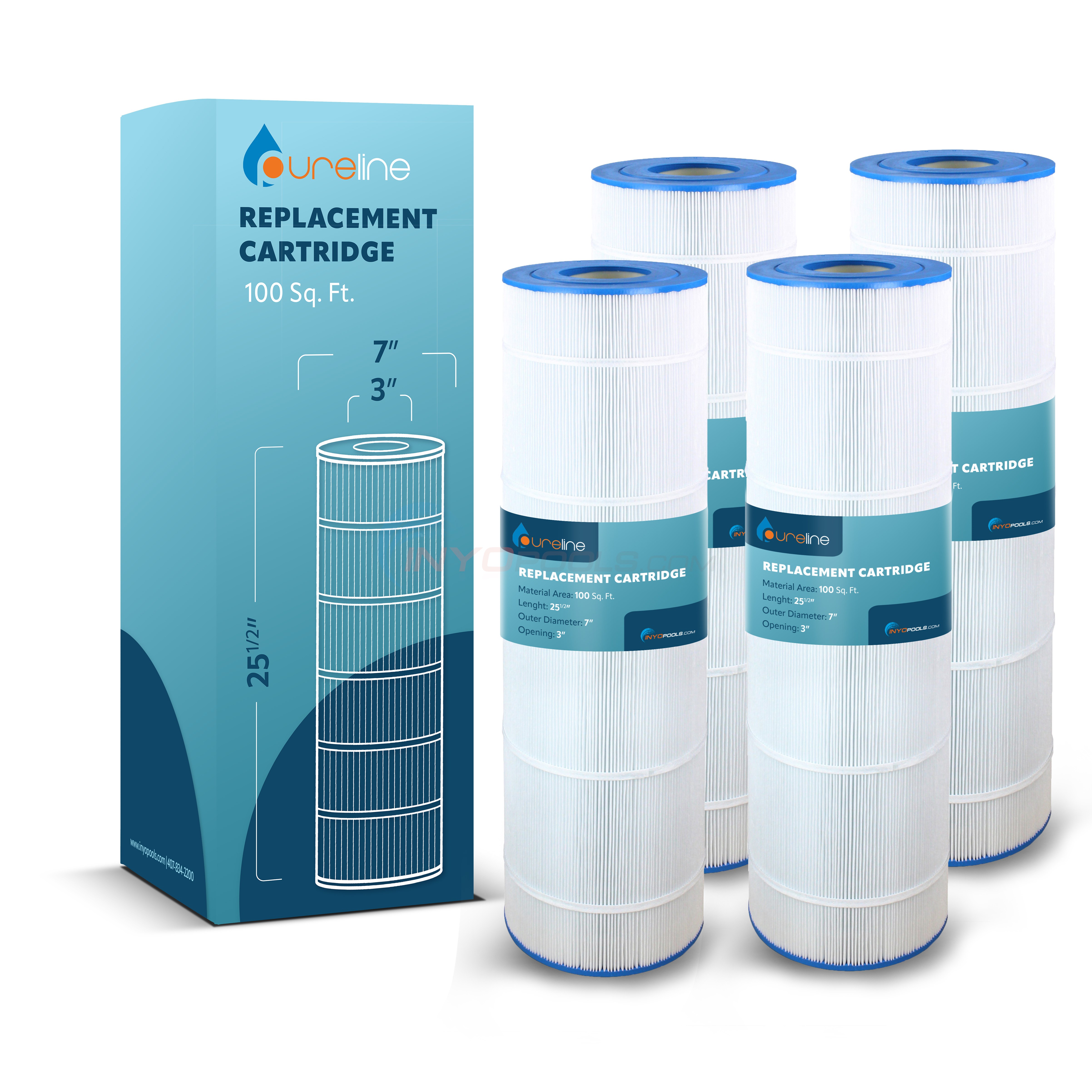 Pureline 100 Sq. Ft. Replacement Cartridge Compatible with Hayward® CX 870 - C4000 & C4020 (4-Pack)