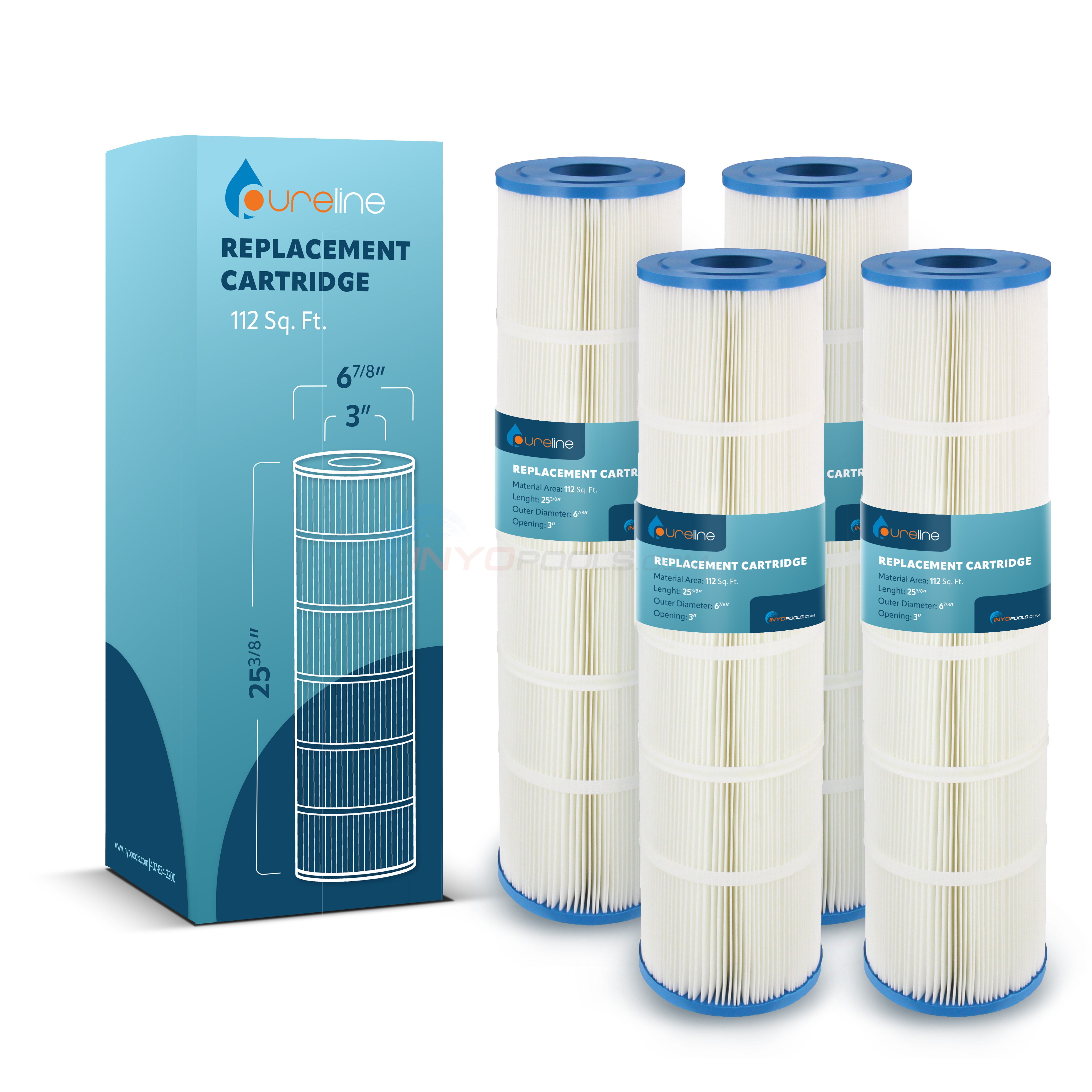 Pureline 112 Sq. Ft. Replacement Cartridge Compatible with Hayward®  CX875 - C4500 & C4520 (4-Pack)