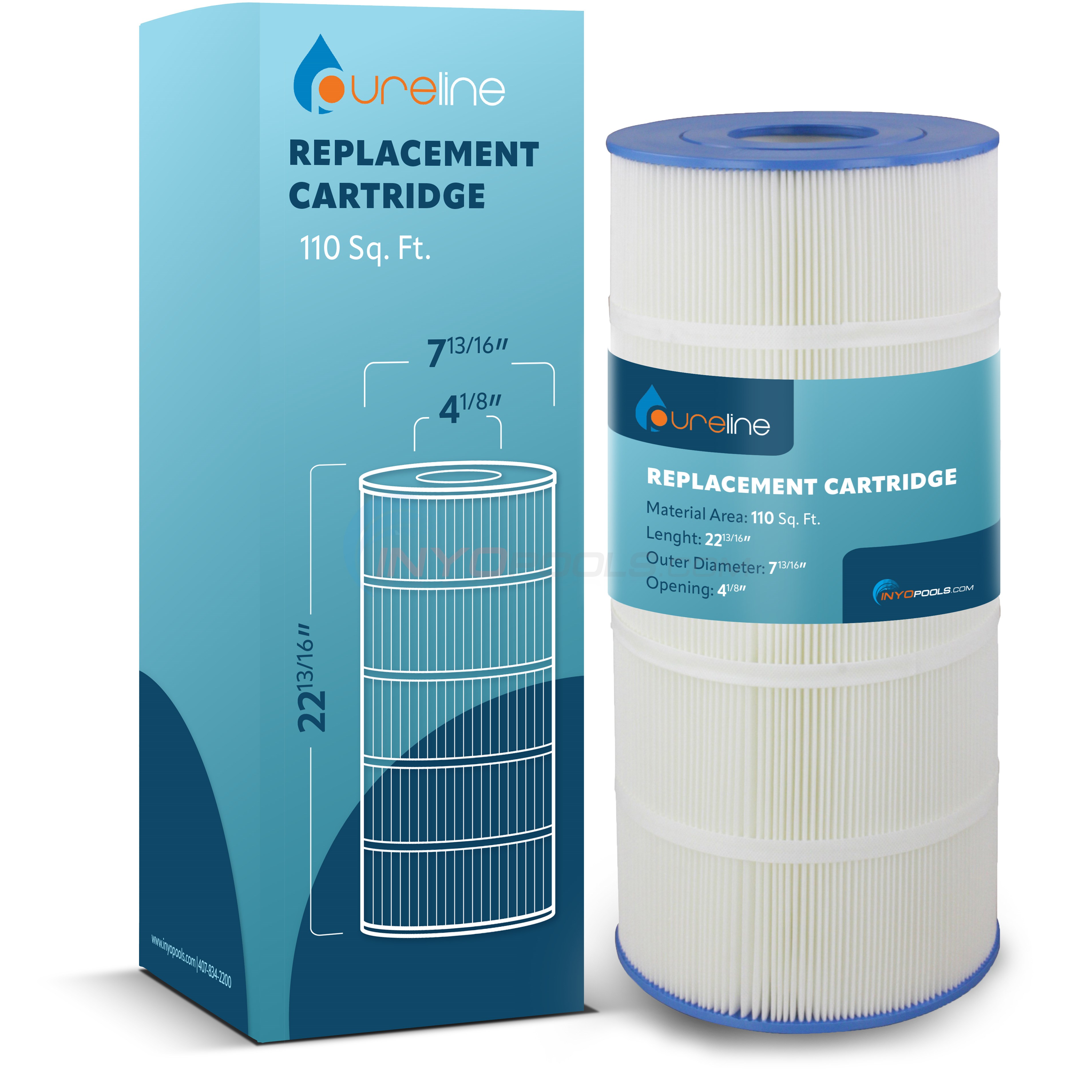 Pureline 110 Sq. Ft. Replacement Cartridge Compatible with Jacuzzi® Triclops TC330 Round Replacement Cartridge Pool Filter, Single - PL0129 - TC330-MB