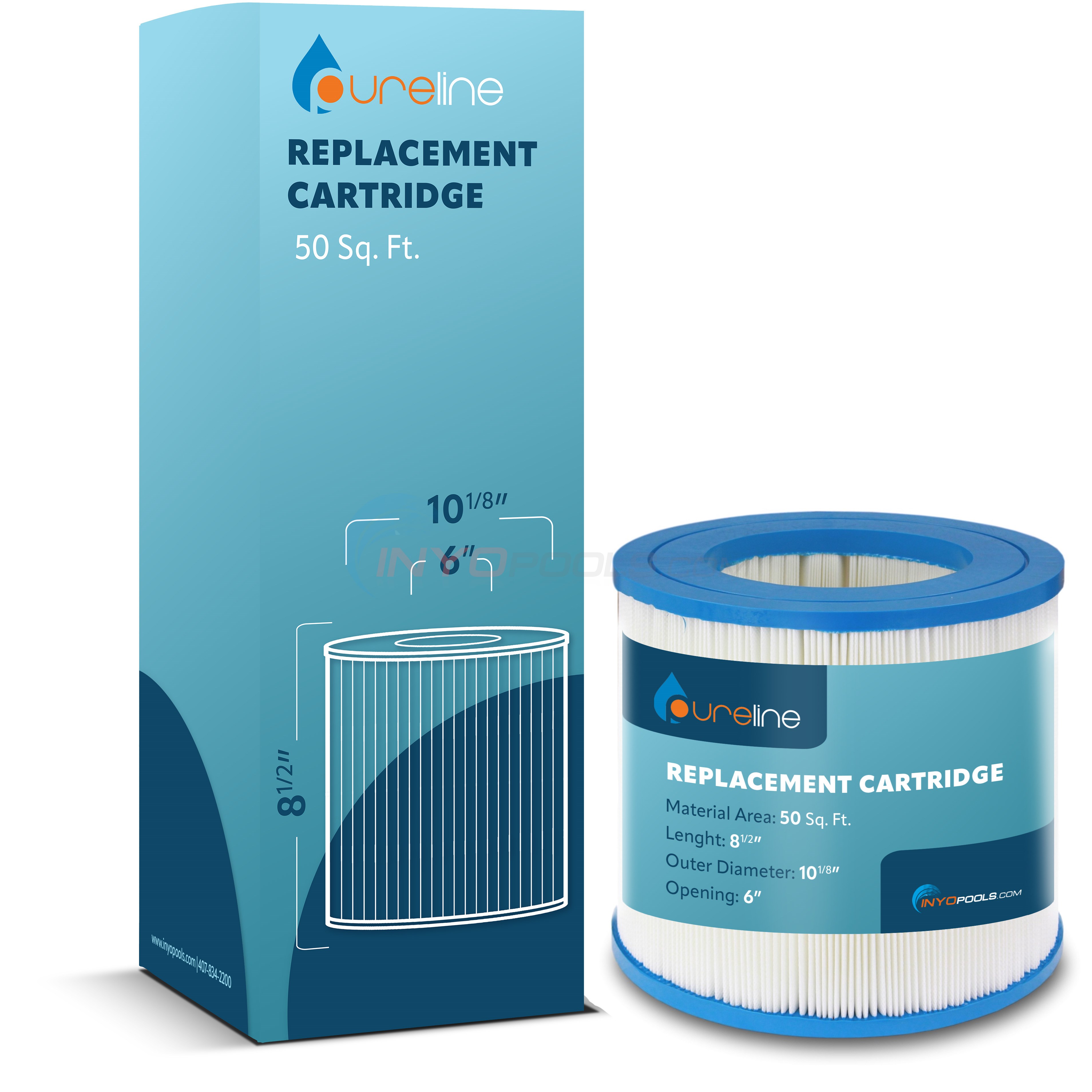 Pureline 50 Sq. Ft. Replacement Cartridge Compatible with Pentair® Clean and Clear® 50 (PAP50-4) and American Products Predator 50 (Single) Pool Filter - PL0134