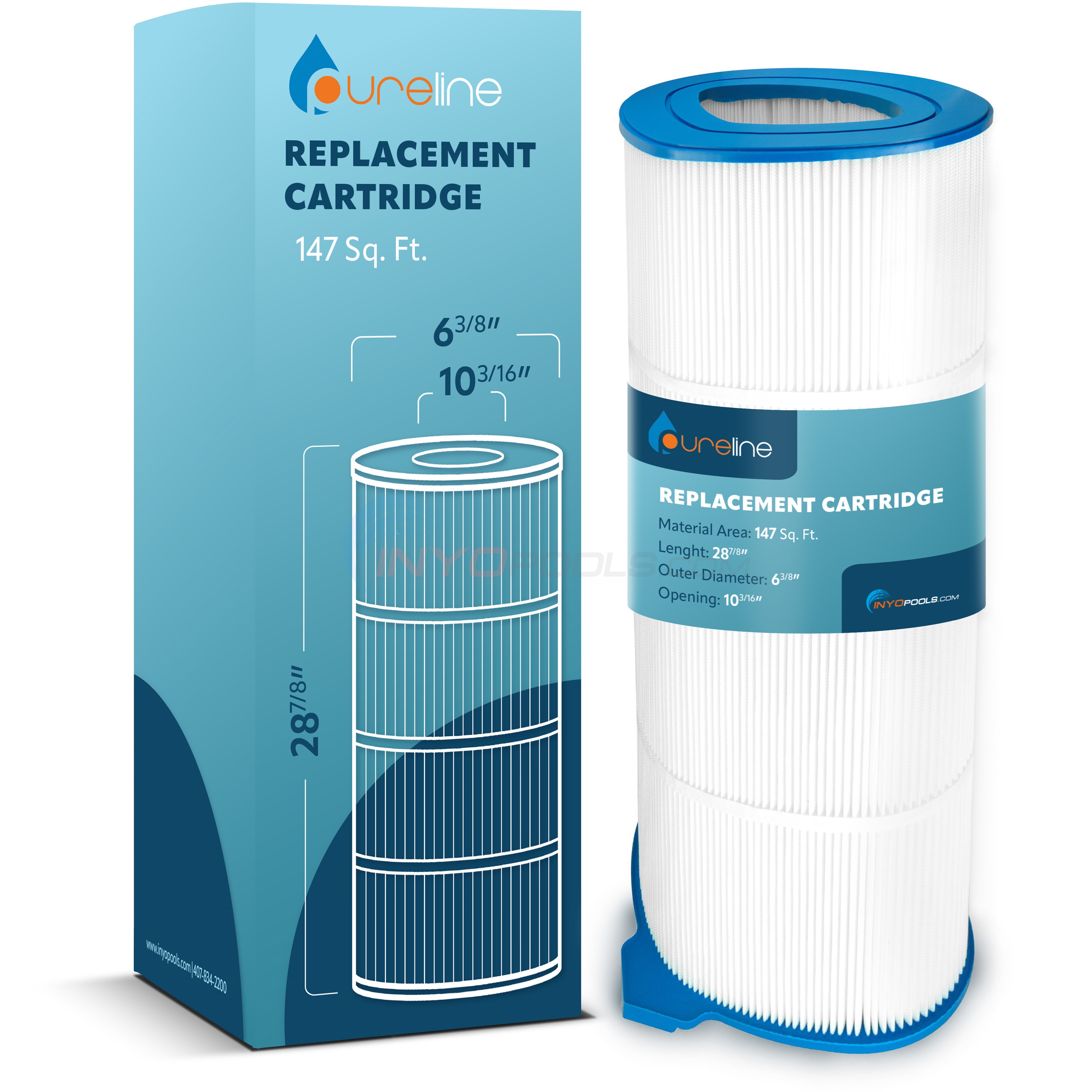 Pureline 147 Sq. Ft. Replacement Cartridge Compatible with Jacuzzi® Triclops 150 sq. ft. TC450 Cartridge Old Style Triangular (42-3640-15-R) - PL0164