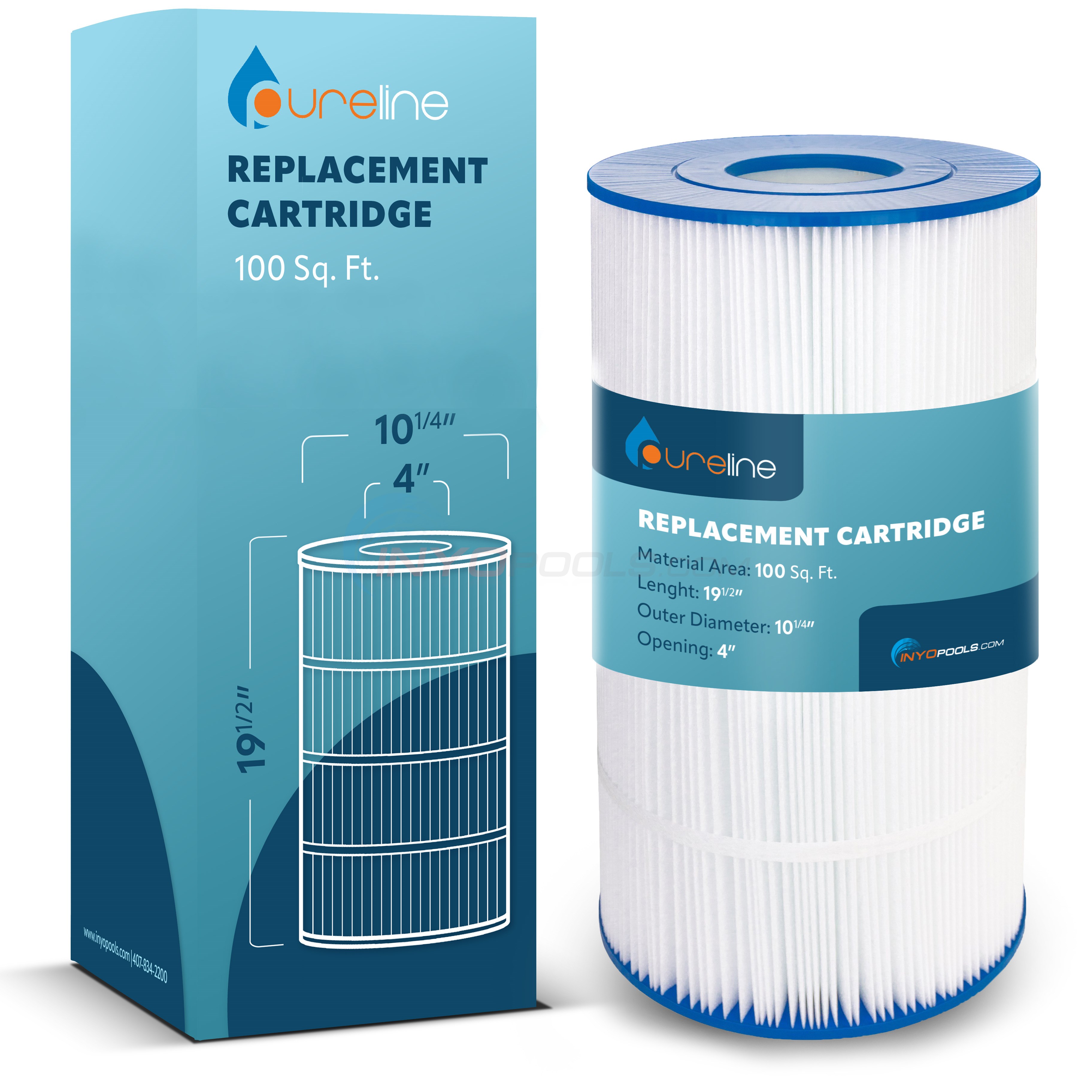 Pureline 100 Sq. Ft. Replacement Cartridge Compatible with Hayward® Swimclear C100S Pool Filter