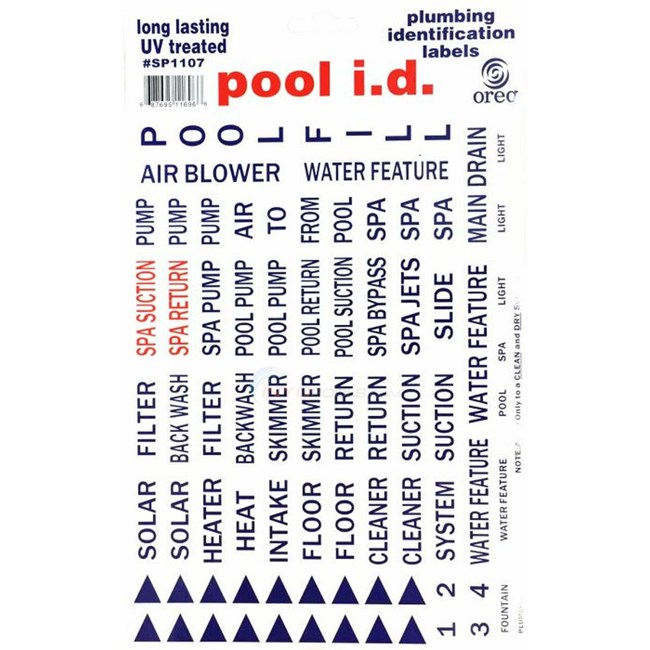 Smart Pool ID Tags | Plumbing Labels | SP1107 - INYOPools.com