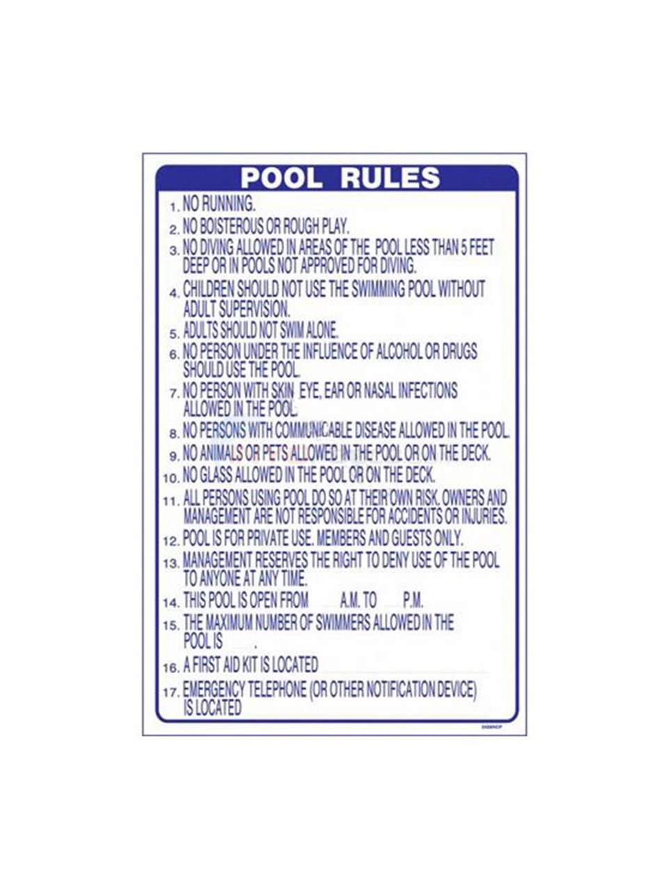 Pool Rules Sign (North Carolina) - R234100 - INYOPools.com