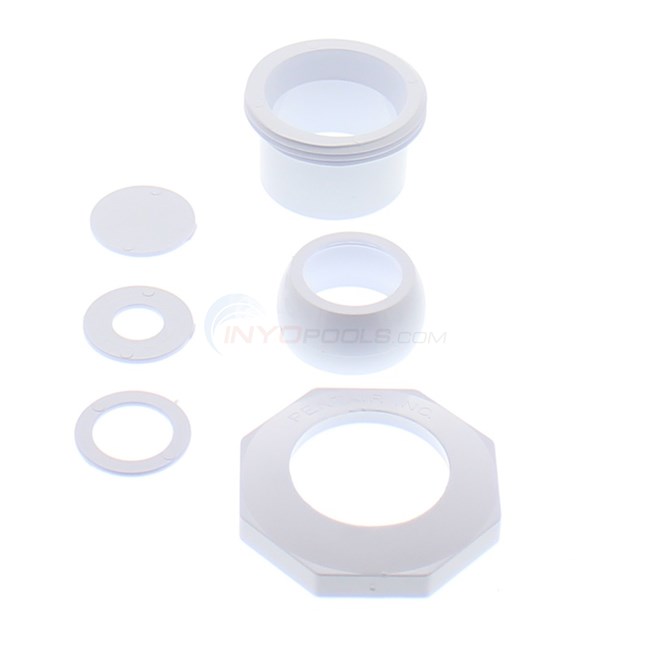 Pentair Inlet Fitting, Economy Insider, 1-1/2" Slip with Snap-In and Pressure Test Disks, White - 542002