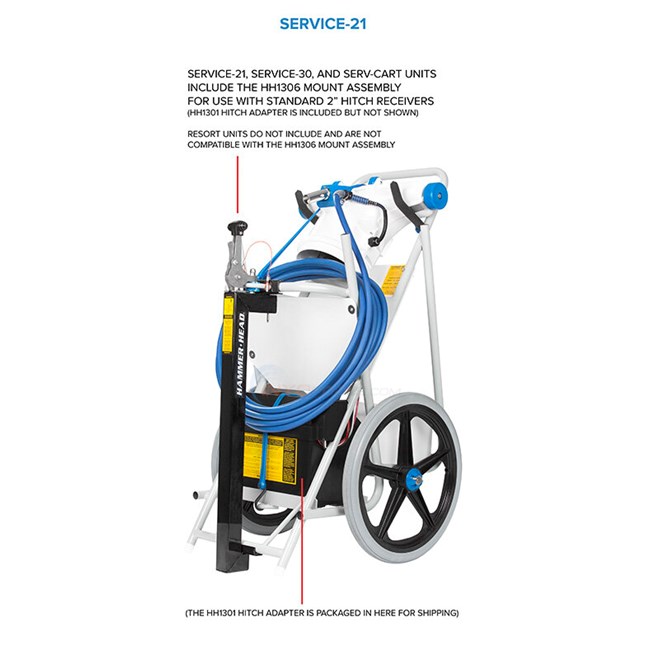 HammerHead Service-21 Pool Cleaner with 40' Cord with Trailer Mount - SERVICE-21