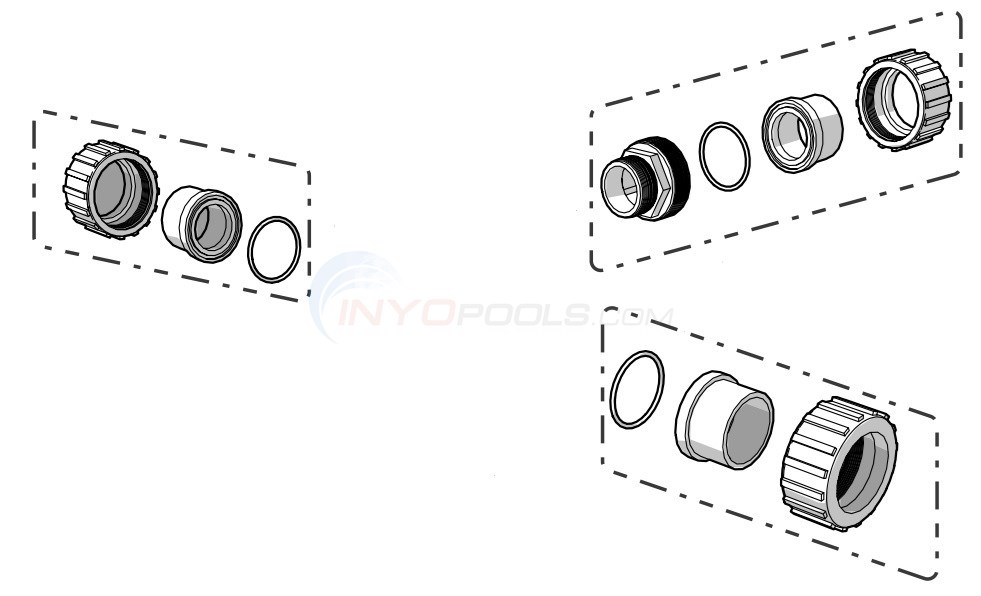 Jandy Complete Union Kit for OEM 1.5" Multi-Port Valve for SFTM22-1.5 - R0745600
