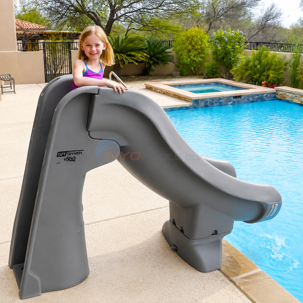 S.R. Smith SlideAway Removable In-Ground Pool Slide, Gray - Model 660 ...