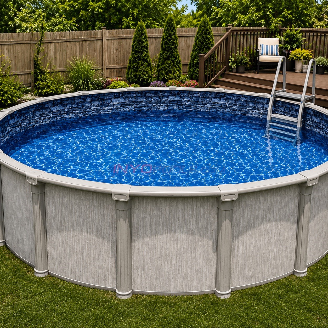 Pureline 24' Round Stacked Stone Overlap Above Ground Pool Liner, 48" - 54" Wall, Standard Gauge - PLLI2448SSOSG54