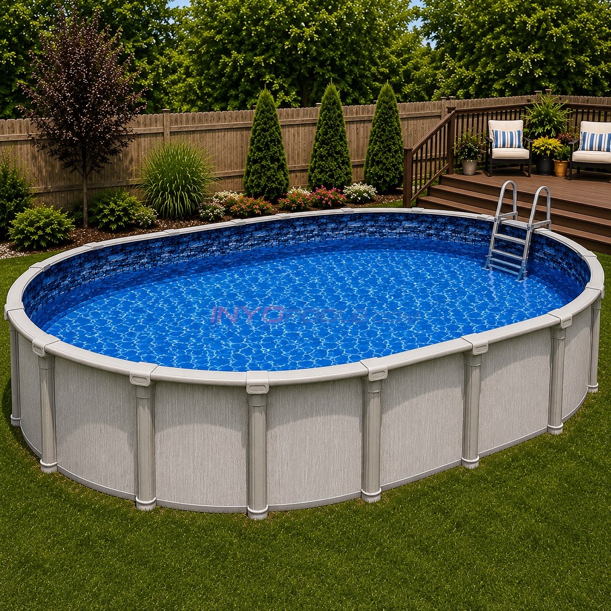 Pureline 15' x 30' Oval Stacked Stone Overlap Above Ground Pool Liner, 48" - 54" Wall, Standard Gauge - PLLI1530SSOSG