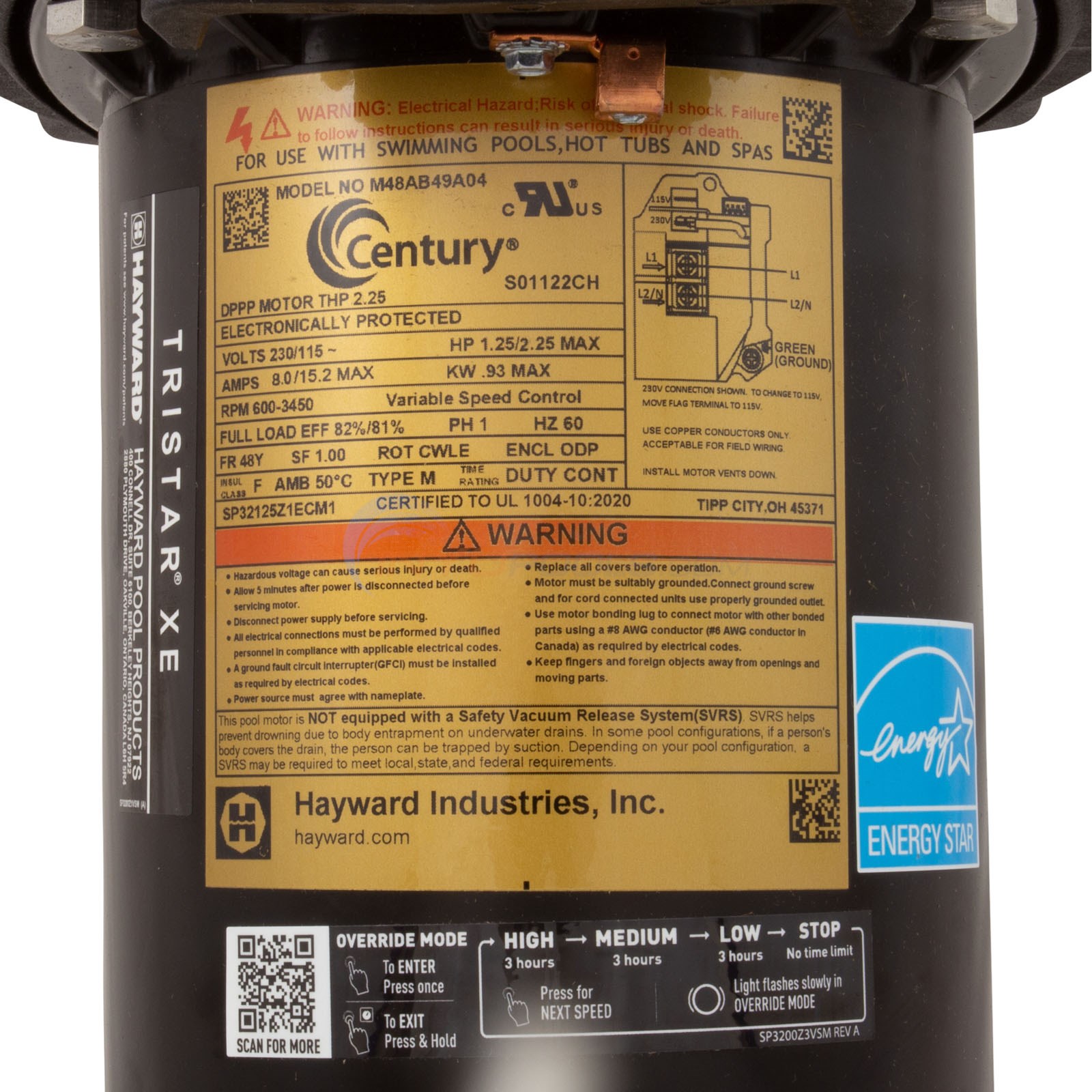 Hayward XE Series TriStar UltraHigh Efficiency Variable Speed Pool