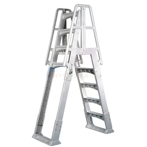 Vinyl Works SLA-W A-Frame Above Ground Pool Ladder 4 Tread with Slide Lock Barrier | 48in to 56in Tall Pools