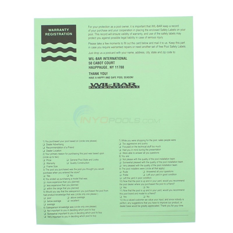 Wilbar Envelope Safety Stickers - 95-0007