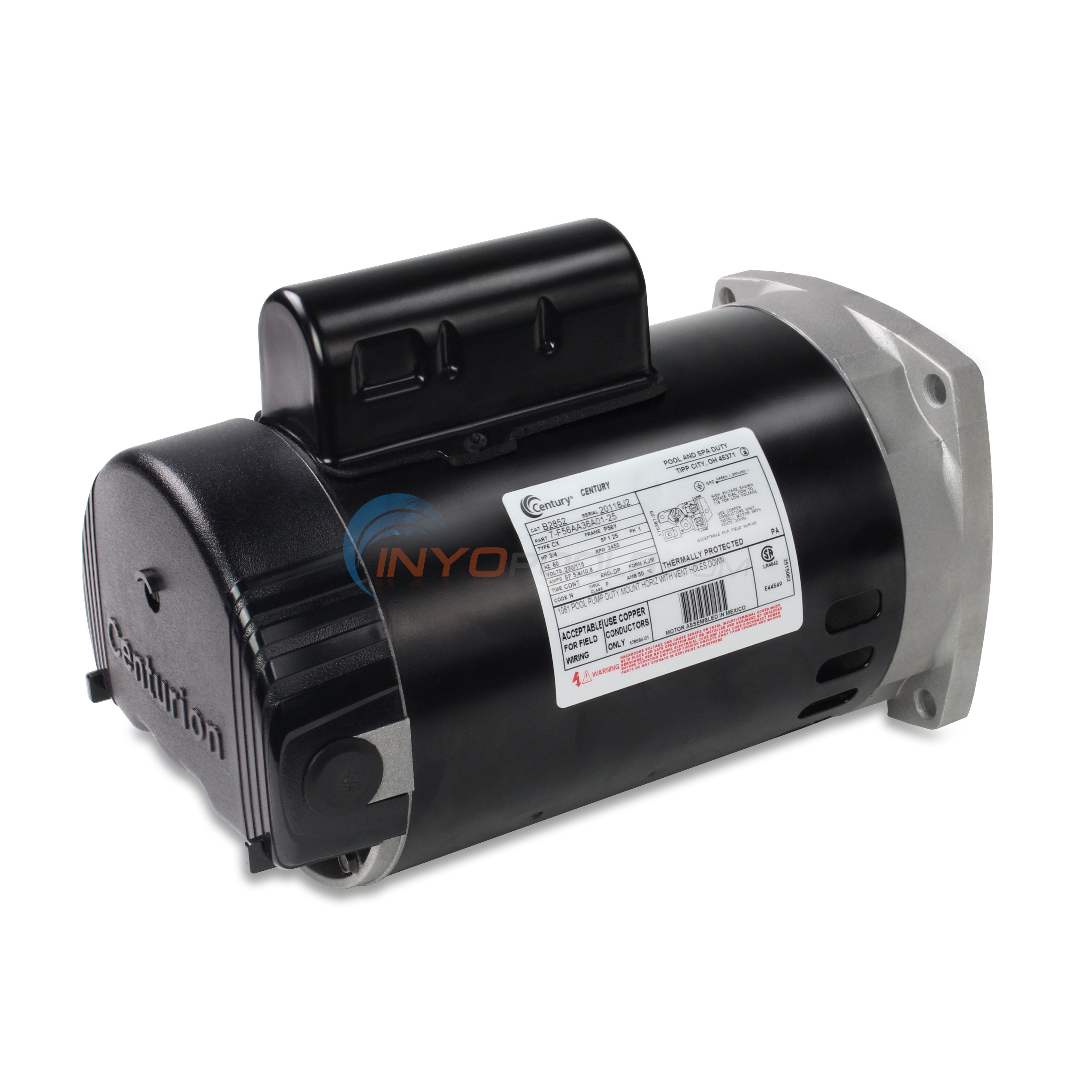 Century (A.O. Smith) 0.75 HP Up Rate Motor, Square Flange