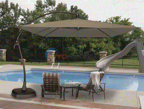 costco 11 ft patio umbrella Sunvilla 11' Border Stripe Market Umbrella