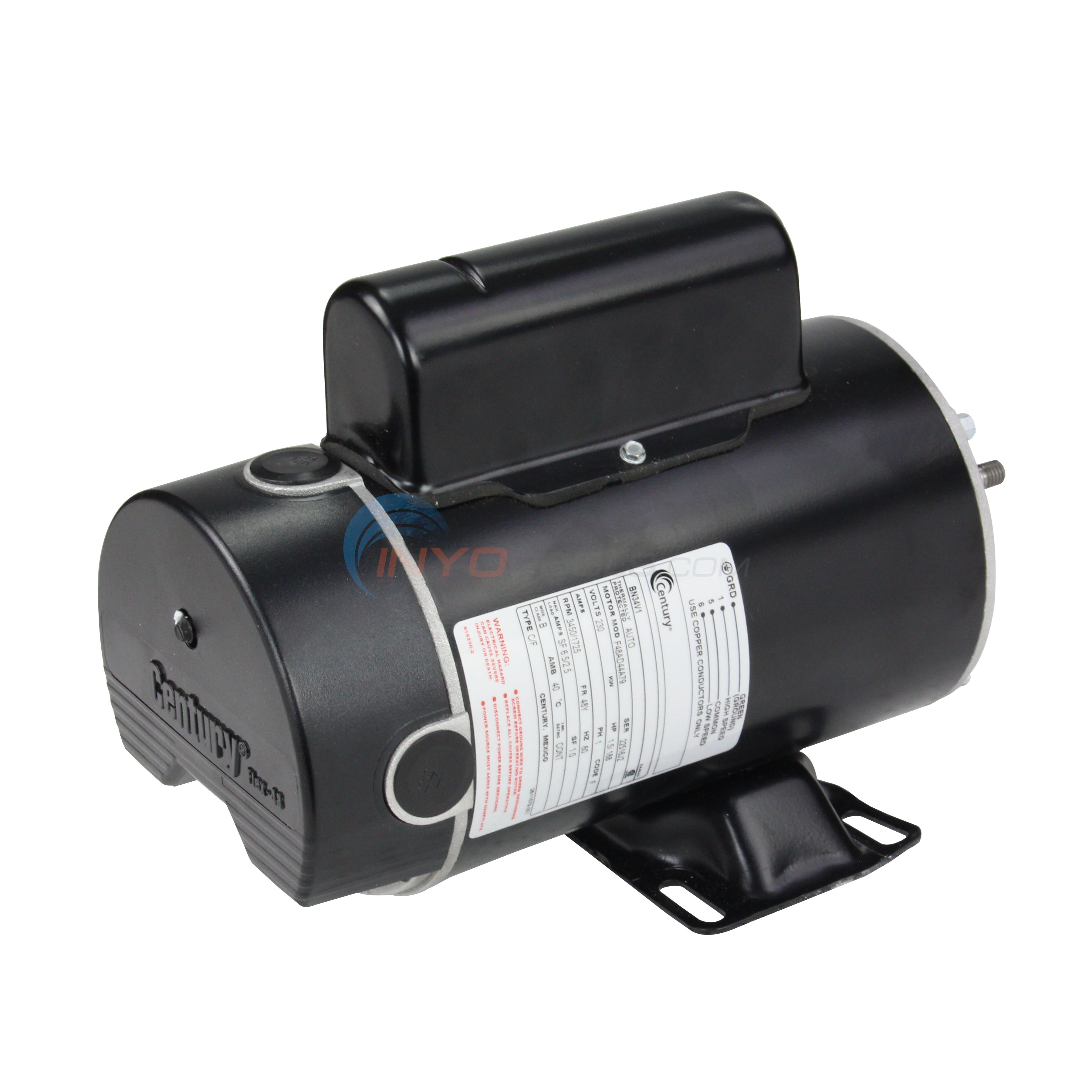 Century (A.O. Smith) 1.5 HP Up Rate Thru Bolt Motor, 48Y Frame, 230 Volt Dual Speed - Model BN34V1