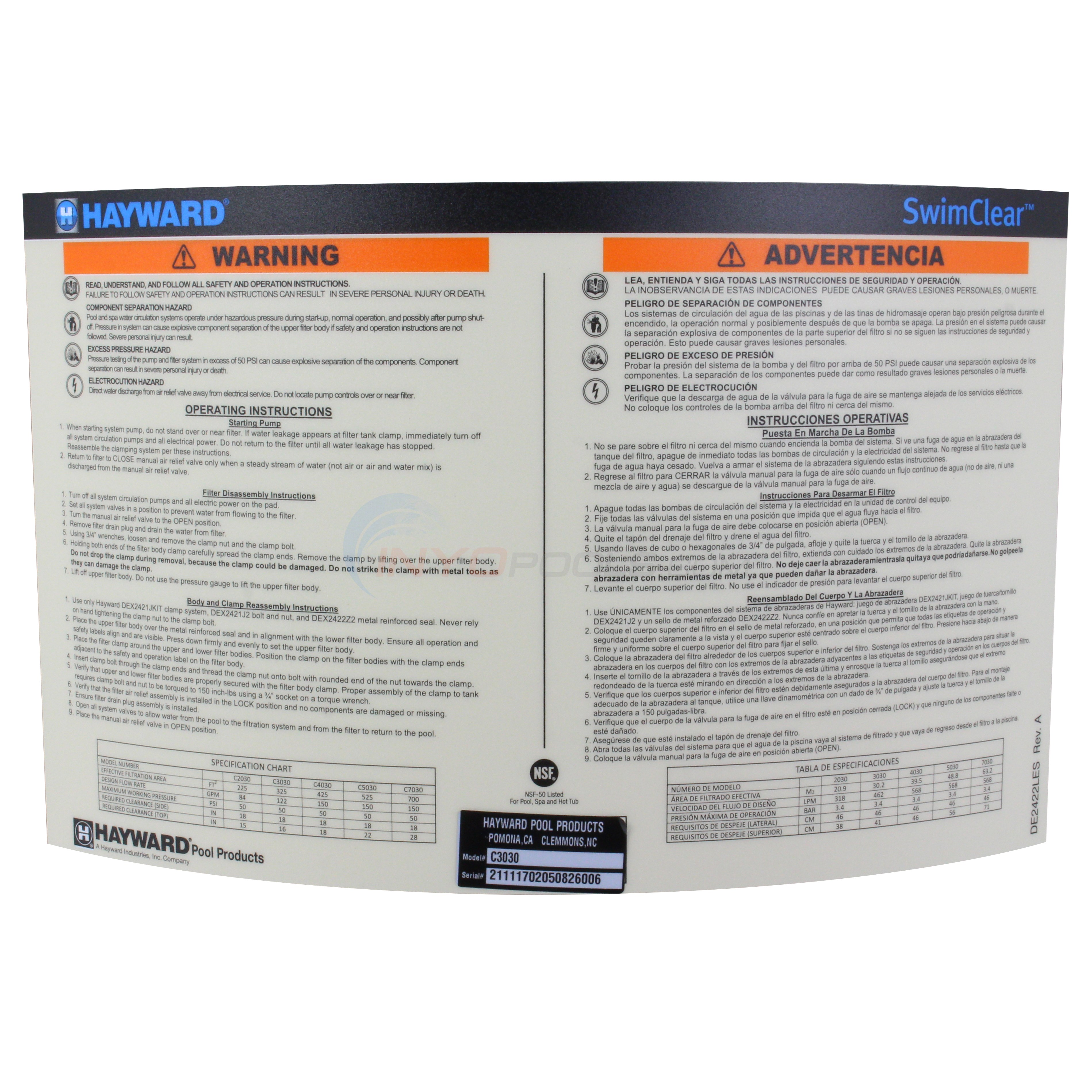 Hayward SwimClear 325 Sq. Ft. Cartridge Pool Filter W3C3030